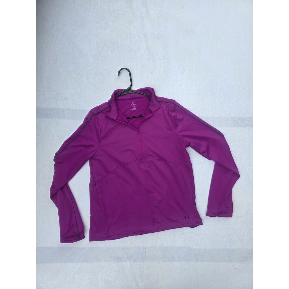 Under Armour Women's Purple Pullover Fitted Mock Neck 1/4 Zip Long Sleeve Size L